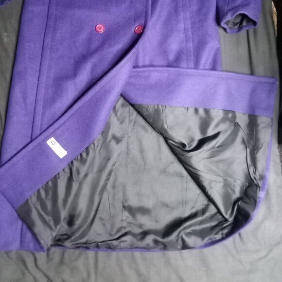 Vintage Stephane Matthews Double Breast Wool Overcoat Purple - Picture 6 of 8